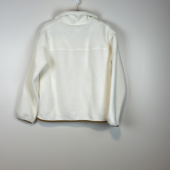 New Gap Off-White Contrast Piping Long Sleeve Soft  Sherpa Jacket Size S - Picture 7 of 9